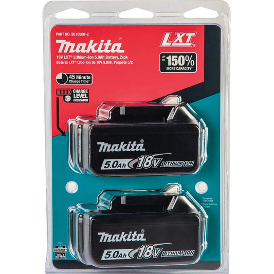 Makita 2BL1850 18 V 5.0 A Li-Ion LXT Battery - Black (Pack of 2)