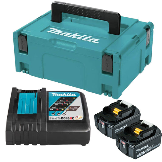 Makita 18V Lithium-Ion Battery Kit: Powerful Performance, Convenient Design with Charger and Case Included
